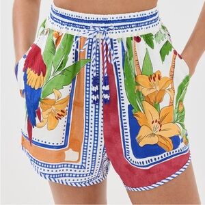 FARM Rio Tropical Destination Linen Blend Crochet Shorts Size M